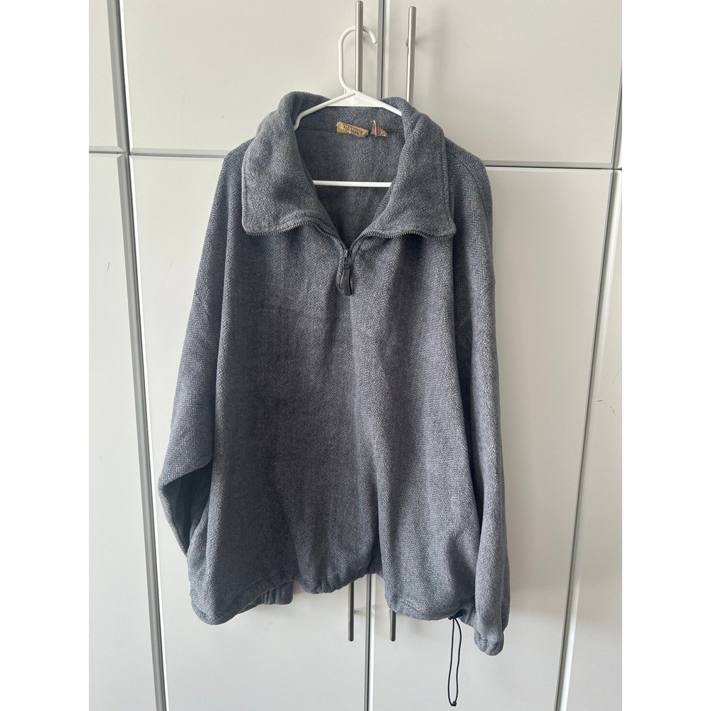 Northwest Territory Big Man Gray Quarter Zip Fleece Pullover Sweater Herringbone